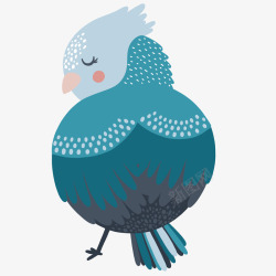 蓝色小鸟背影手绘矢量图素材