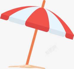 红色立体海边遮阳伞素材