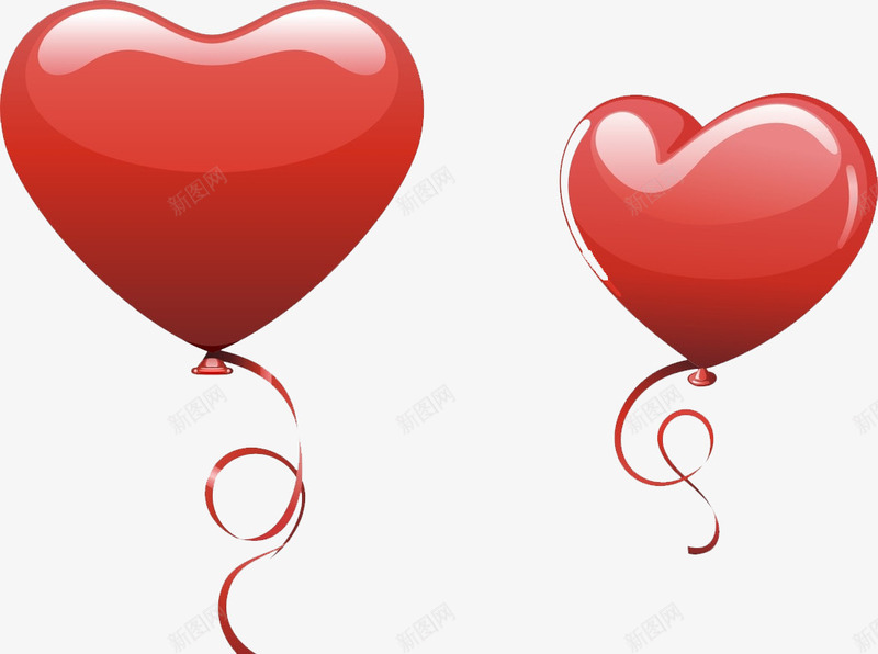 两个爱心气球png免抠素材_新图网 https://ixintu.com 喜庆 气球 气球丝带 爱心 红色气球 节日