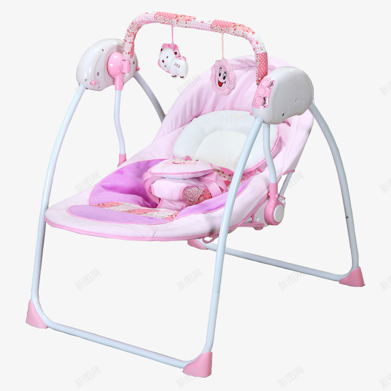 婴儿摇椅png免抠素材_新图网 https://ixintu.com 女婴 玩具 粉色 躺椅