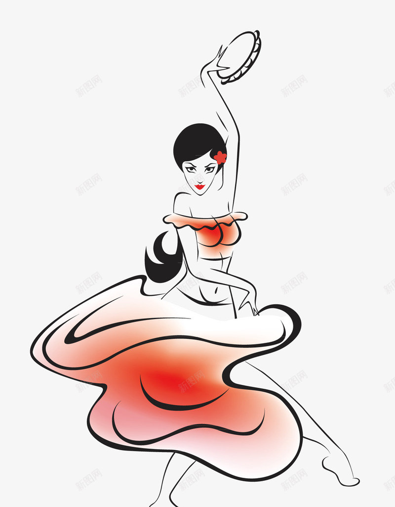 红色美女png免抠素材_新图网 https://ixintu.com 曲线美女 漂亮的舞蹈 红色舞裙