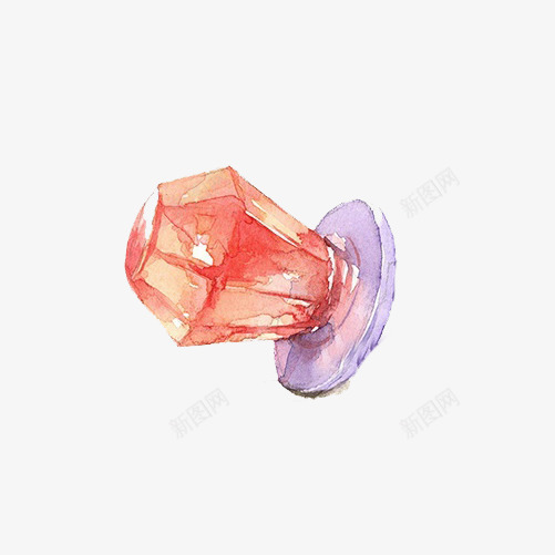钻石糖手绘画片png免抠素材_新图网 https://ixintu.com 水彩画美食 糖果 红色 钻石造型