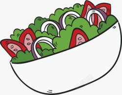 卡通手绘蔬菜沙拉矢量图素材