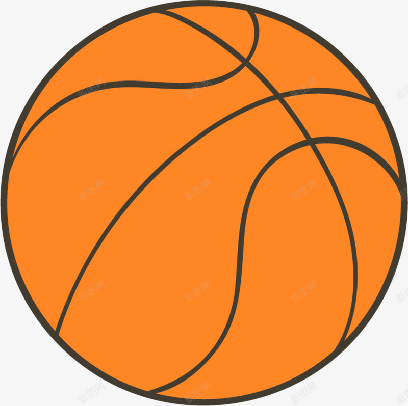 卡通黄色篮球png免抠素材_新图网 https://ixintu.com 卡通篮球 打篮球 玩具篮球 运动 黄色篮球 黑色线条