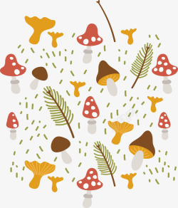 秋天的蘑菇花纹矢量图素材