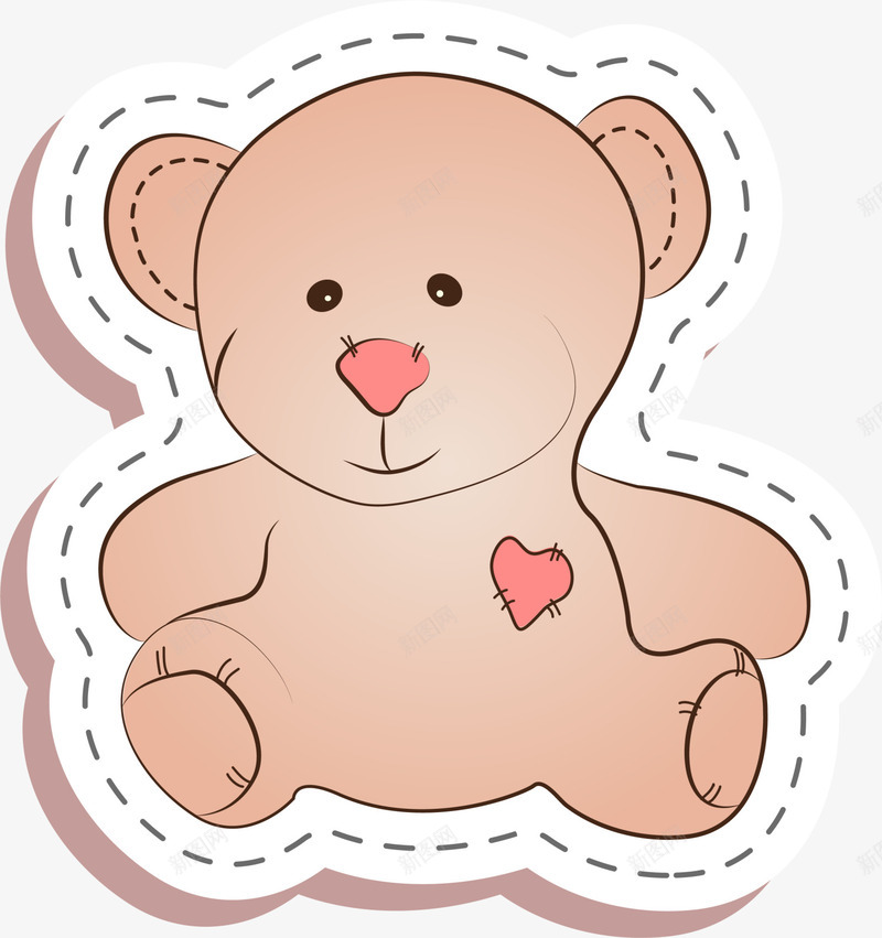 咖啡色卡通小熊png免抠素材_新图网 https://ixintu.com 公仔 卡通动物 咖啡色小熊 玩具贴纸 线条小熊 装饰图案