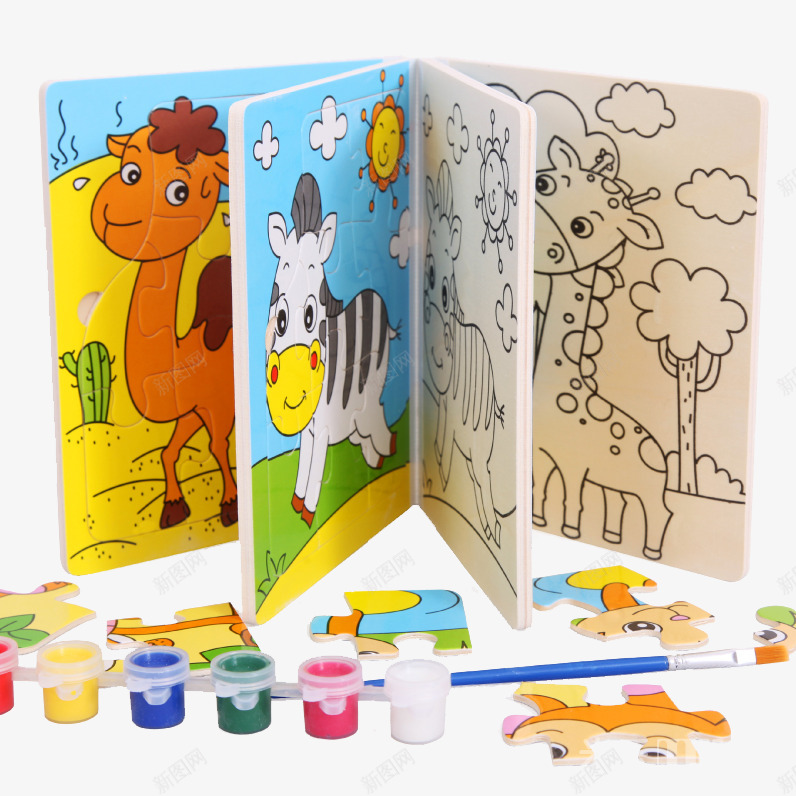 儿童木制绘画玩具png免抠素材_新图网 https://ixintu.com 产品实物 免费png图片 拼图 木书 玩具