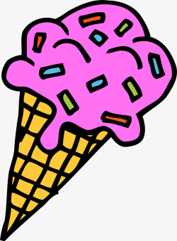 紫色卡通冰淇淋素材