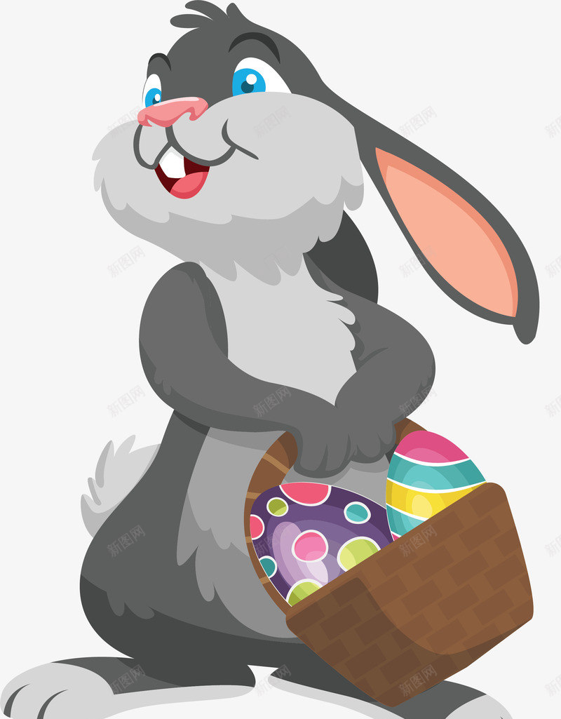 拿着篮子的小灰兔png免抠素材_新图网 https://ixintu.com Q版灰兔 兔牙 可爱 复活节 复活节彩蛋 小兔子 小动物 灰兔 生肖 篮子