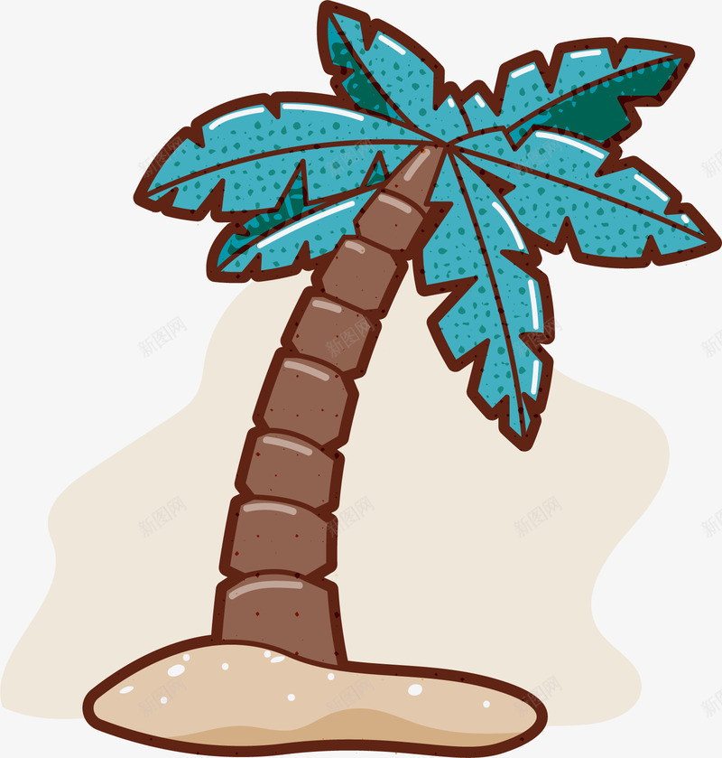 沙滩旅游装饰元素png免抠素材_新图网 https://ixintu.com 卡通元素 夏季元素 沙滩旅游 沙滩树 装饰