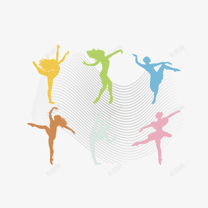 卡通手绘舞蹈人物png免抠素材_新图网 https://ixintu.com 卡通手绘舞蹈人物 曲线效果元素