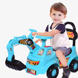 开着玩具车的小男孩开着挖机的小男孩高清图片