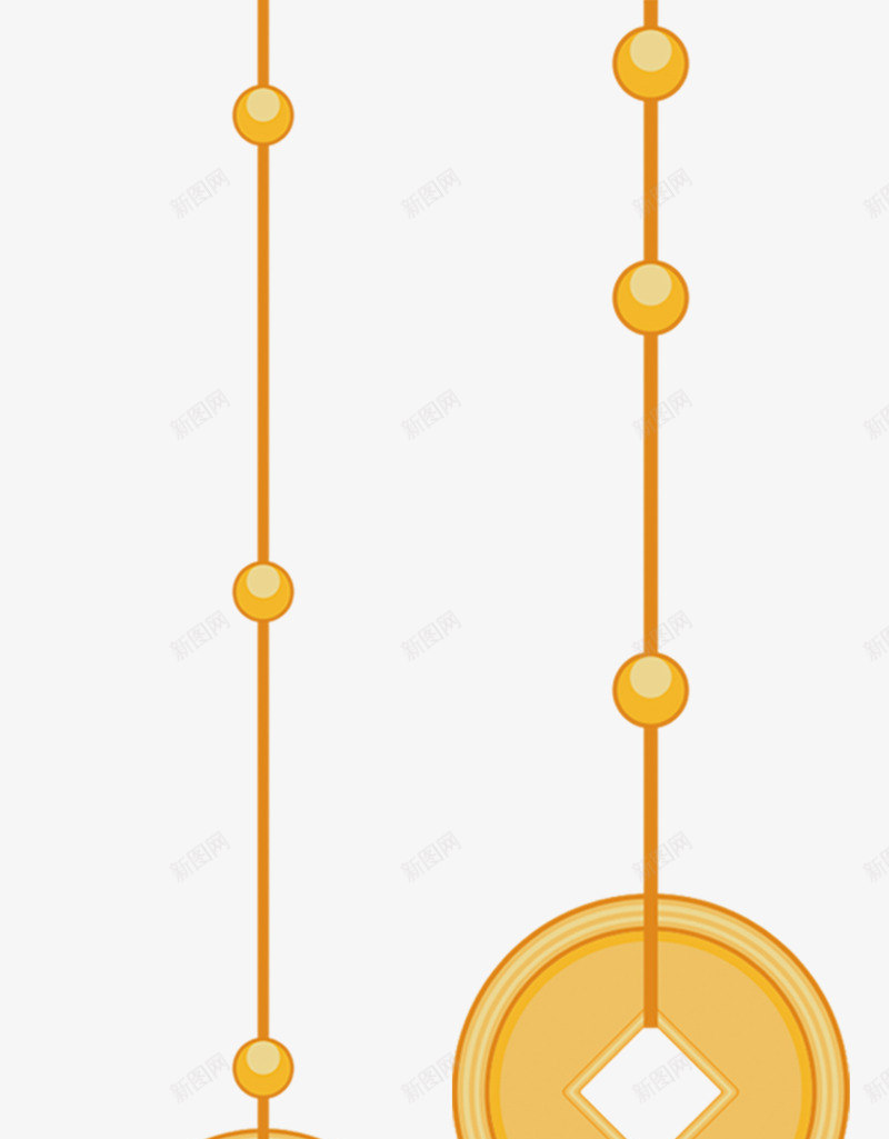 古代钱币装饰矢量图ai免抠素材_新图网 https://ixintu.com 圆形 挂饰 矢量图 钱币 黄色