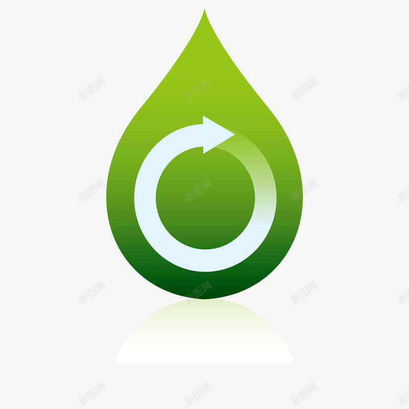 绿色循环标志图标png_新图网 https://ixintu.com 可回收利用 循环 标志 水滴 绿色 绿色循环标志