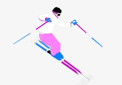扁平滑雪人素材滑雪人白衣高清图片