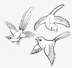 卡通手绘飞翔的小鸟素材
