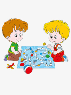 下棋的两个小孩素材