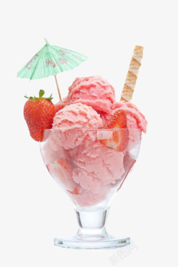 夏季冰激淋美味的草莓味冰激淋球高清图片