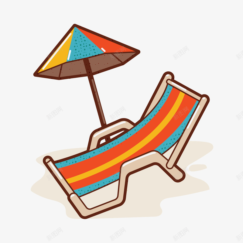 沙滩旅游装饰元素png免抠素材_新图网 https://ixintu.com 卡通元素 夏季元素 沙滩旅游 装饰 躺椅