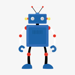 智能机器人玩具手绘卡通蓝色玩具机器人高清图片