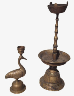 古代铜器油灯素材
