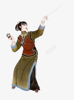 古代放风筝中国古代女子高清图片
