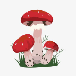 红色卡通蘑菇组合素材
