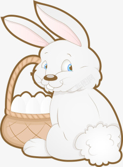 一篮子灰色兔子复活节兔子高清图片