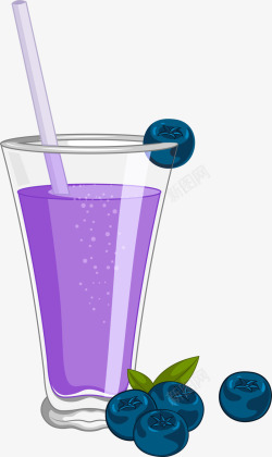 矢量蓝莓汁紫色卡通立体蓝莓汁高清图片