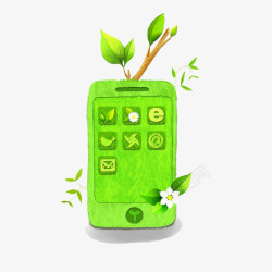 绿色创意手机插画素材