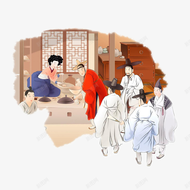 朝鲜古代场景png免抠素材_新图网 https://ixintu.com png 古代 女性 朝鲜 男性