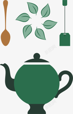 绿茶叶子茶叶手绘绿茶茶叶矢量图高清图片
