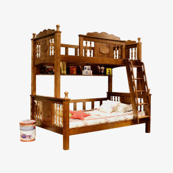 新古典实木成人床美式儿童高低床双层床高清图片