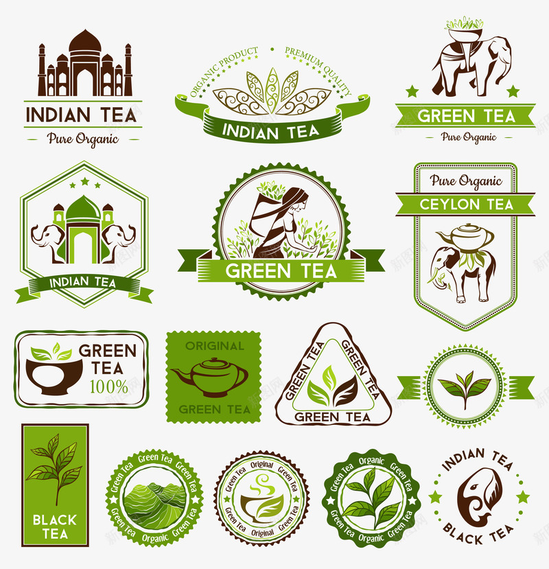 泰国绿色清新茶叶图标png_新图网 https://ixintu.com 图标 大象 泰国 泰国标志性建筑 清新 绿色 茶叶 茶壶