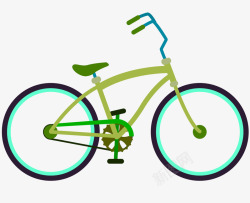 卡通绿色公共自行车素材