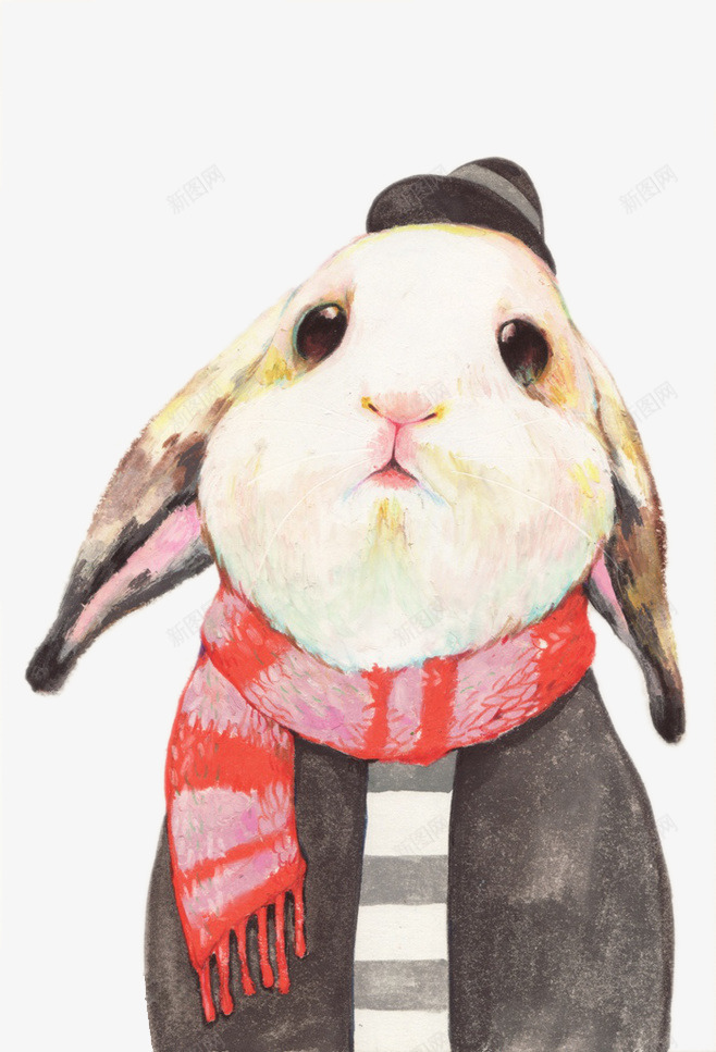 可爱手绘兔绅士png免抠素材_新图网 https://ixintu.com 兔子 手绘 水彩 绅士