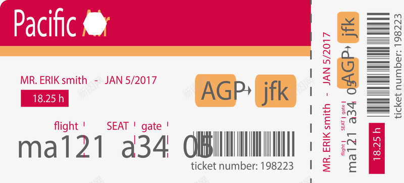 枚红色条形码登机牌png免抠素材_新图网 https://ixintu.com 扁平化 条形码 枚红色 登机牌 矢量素材 飞机票