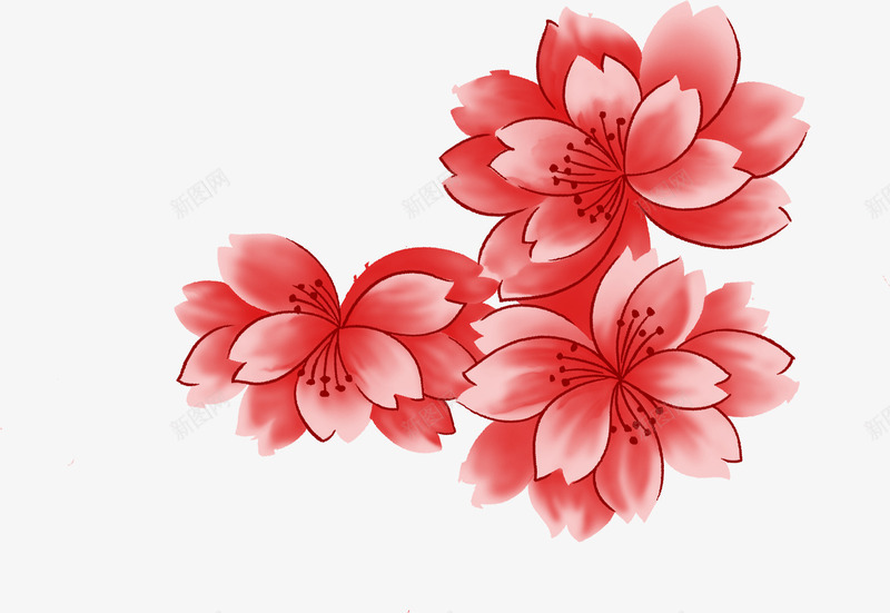 手绘红色分层创意水彩花朵png免抠素材_新图网 https://ixintu.com 分层 创意 水彩 红色 花朵