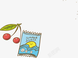 度假标志樱桃零食彩色夏季沙滩度假元素矢量图高清图片