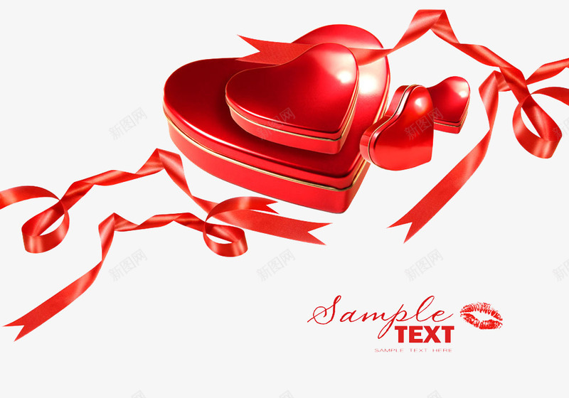 红色礼物盒png免抠素材_新图网 https://ixintu.com 唇印 心型丝带 心形丝带 心形图案 心形花纹 红色礼物盒