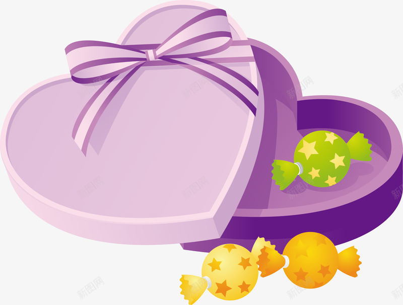 盒子里的糖果png免抠素材_新图网 https://ixintu.com 丝带结 盒子 糖果 紫色