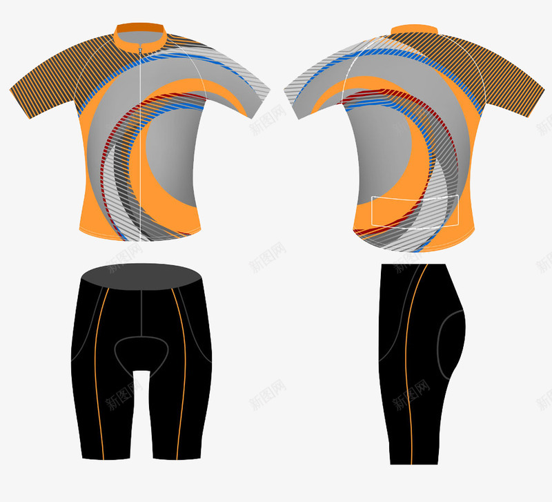 橙色曲线运动套装png免抠素材_新图网 https://ixintu.com T性印花图案 运动套装 运动裤