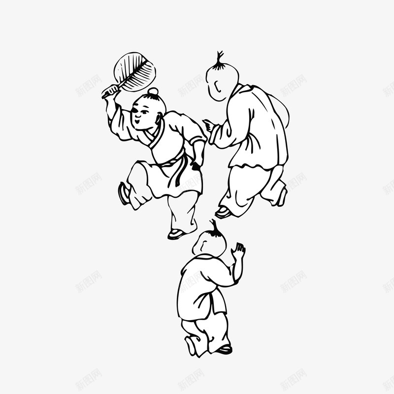 古代玩耍的小孩png免抠素材_新图网 https://ixintu.com 中国风 传统服饰 卡通 古代 古代小人 手绘 男孩 简笔画