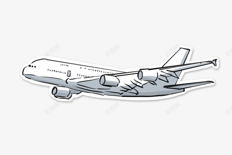 白色素描飞机图png免抠素材_新图网 https://ixintu.com 创意 卡通 商务 手绘 白色 简约 设计 飞机