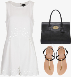 夏季白色连衣裙素材