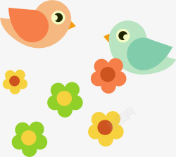 小鸟漂浮春季矢量图素材