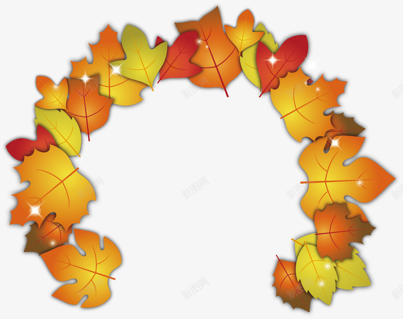枫叶边框矢量图ai免抠素材_新图网 https://ixintu.com 标题框 秋季素材 装饰边框 黄色叶子 矢量图