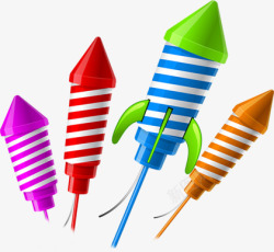 彩色火箭新年鞭炮素材