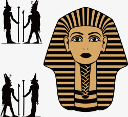 古代图腾埃及狮身人面像站岗矢量图素材