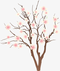 卡通手绘桃花树枝素材